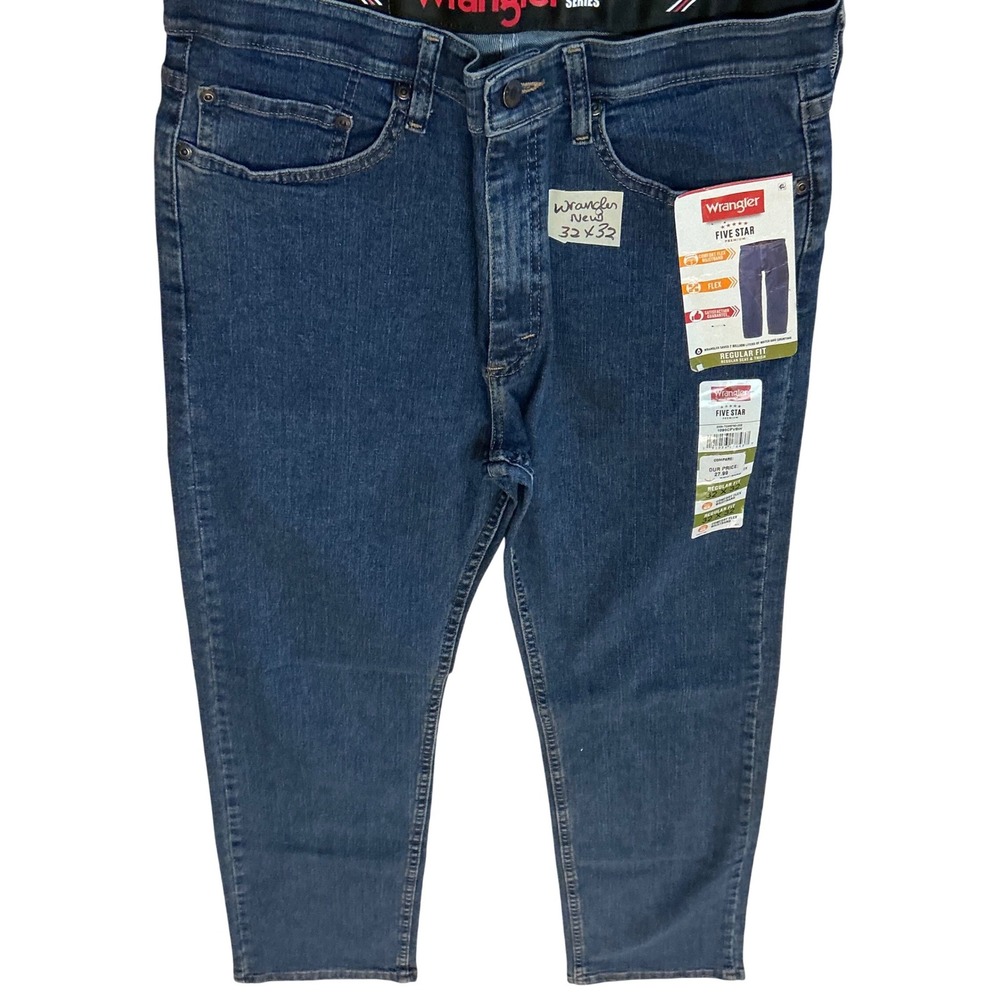 Wrangler Five Star Regular Fit Flex Jeans Blue Denim Men's 32x32 New NWT Comfort